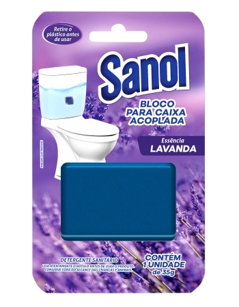 TQ BLOCO P/ CAIXA ACOPLADA LAVANDA SANOL 35G CX12