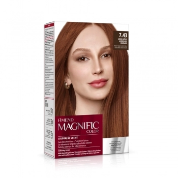 AM COLOR MAGNIFIC KIT COLORACAO 7.43 LOURO MEDIO ACOBREADO DOURADO CX6