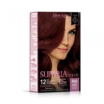 AM COLOR SUPERIA KIT COLORACAO S/ AMONIA 466 VERMELHO BORGONHA CX6