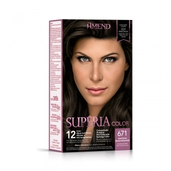 AM COLOR SUPERIA KIT COLORACAO S/ AMONIA 671 LOURO ESCURO MARROM ACINZENTADO CX6