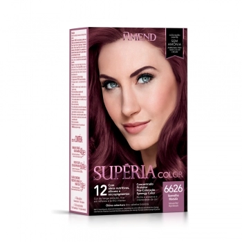 AM COLOR SUPERIA KIT COLORACAO S/ AMONIA 6626 VERMELHO MARSALA CX6