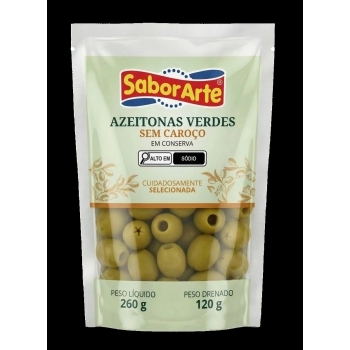 AZEITONA VERDE POUCH SEM CAROÇO SABORARTE 120G