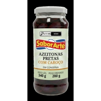 AZEITONA PRETA VIDRO INTEIRA SABORARTE 200G