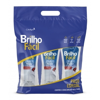 KIT CERA BRILHO FACIL INCOLOR C/3 UNIDADES CASAK&M 750ML