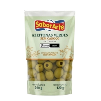 AZEITONA VERDE POUCH SEM CAROÇO SABORARTE 120G