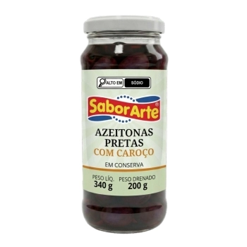 AZEITONA PRETA VIDRO INTEIRA SABORARTE 200G