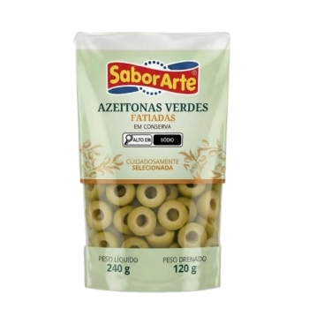 AZEITONA VERDE POUCH FATIADA SABORARTE 120G