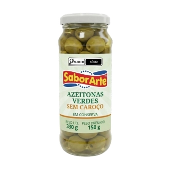 AZEITONA VERDE VIDRO SEM CAROÇO SABORARTE 150G
