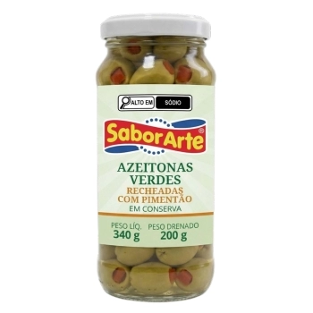 AZEITONA VERDE VIDRO RECHEADA SABORARTE 200G