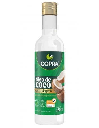 ÓLEO DE COCO EXTRA VIRGEM GARRAFA VIDRO COPRA 250ML