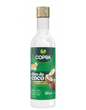 ÓLEO DE COCO EXTRA VIRGEM GARRAFA VIDRO COPRA 500ML