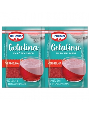 GELATINA SEM SABOR VERMELHA OETKER 24G DISPLAY C/30UN