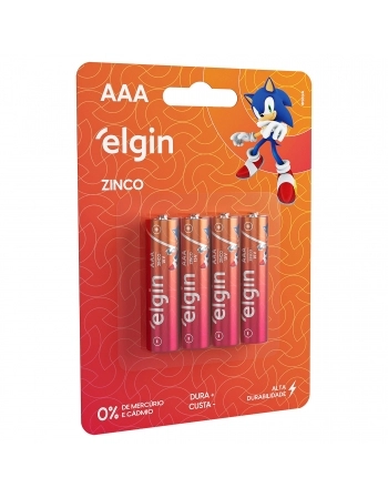 PILHA ZINCO AA C/4 ELGIN DISPLAY C/10CT