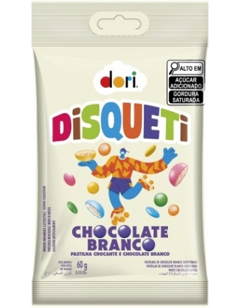 DISQUETI CHOCOLATE BRANCO DORI 60G DISPLAY C/16UN