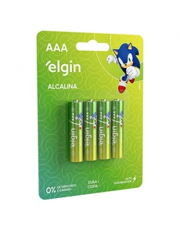 PILHA ALCALINA AAA C/4 ELGIN DISPLAY C/10CT