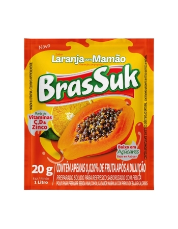REFRESCO LARANJA C/ MAMÃO BRASSUK 20G DISPLAY C/15UN
