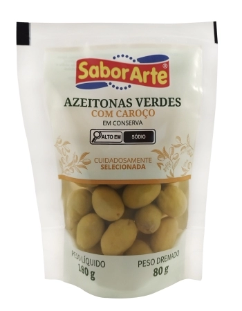 AZEITONA VERDE POUCH INTEIRA SABORARTE 80G