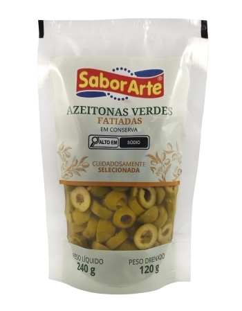 AZEITONA VERDE POUCH FATIADA SABORARTE 120G